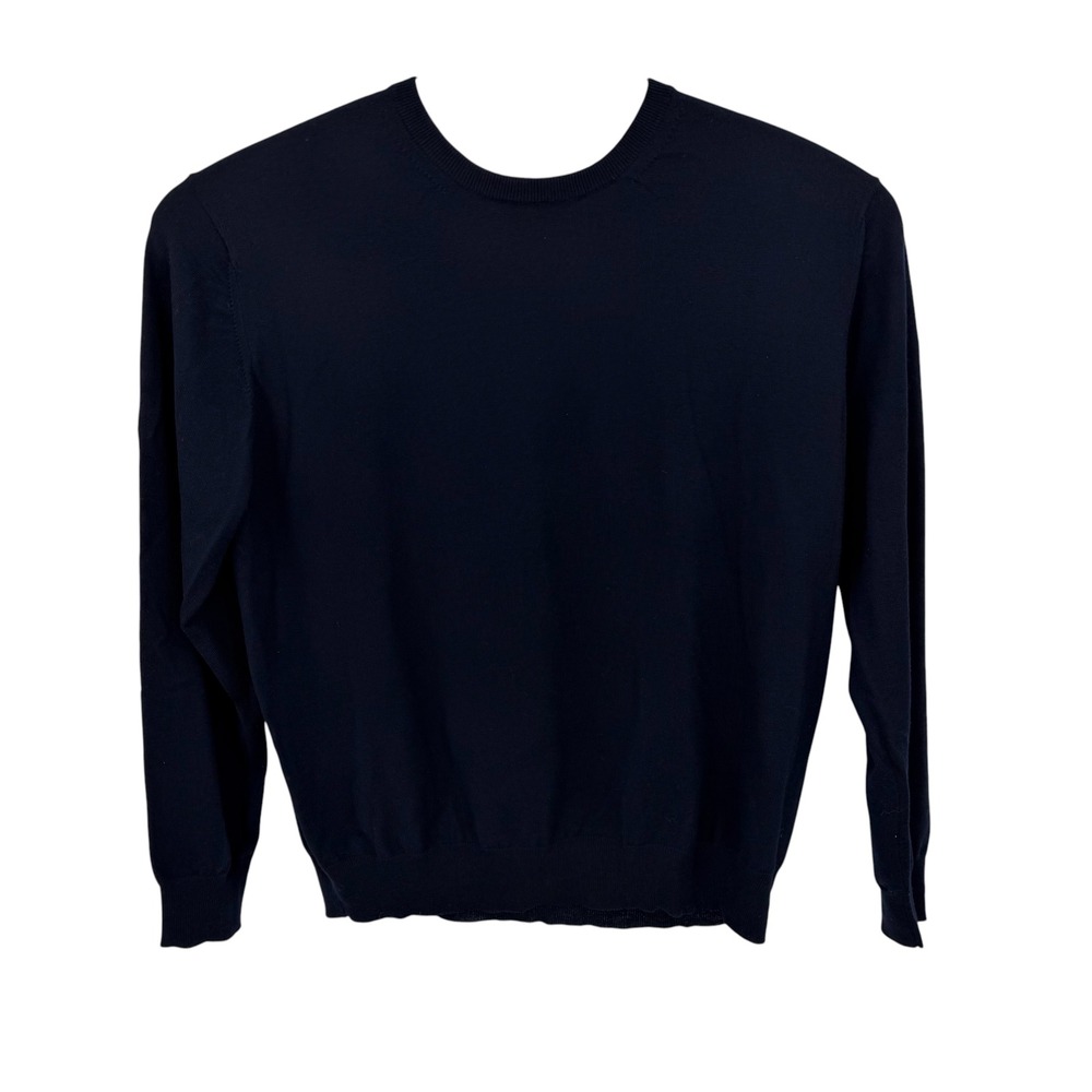 Faconnable Sweater Mens XXL Navy Blue 100% Merino Wool French Design Pullover Y8